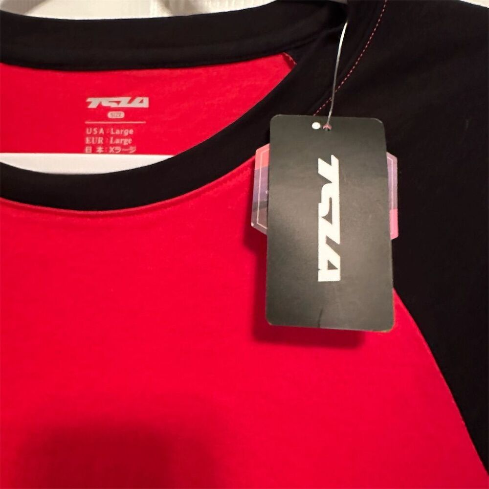NWT TSLA Men's Red & Black Raglan 3/4 Sleeve T-Shirt Size L